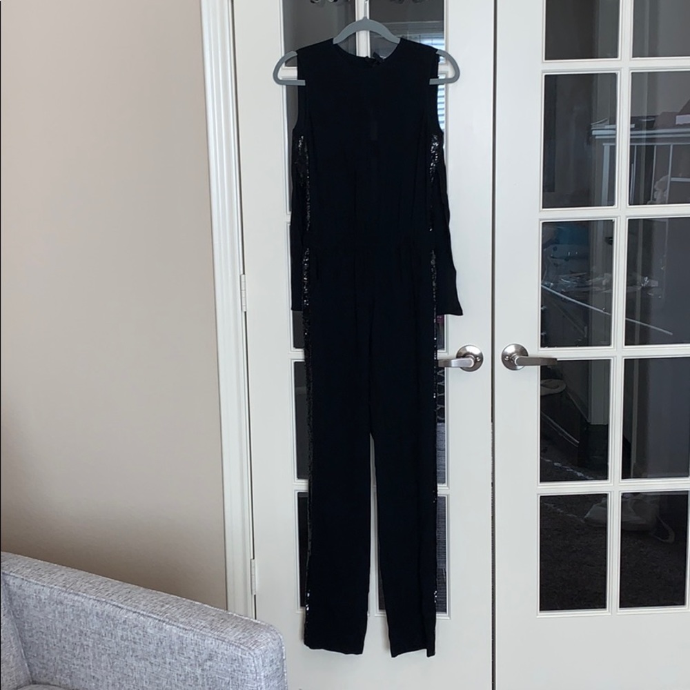 Black Jumpsuit with side leg sequence detail
